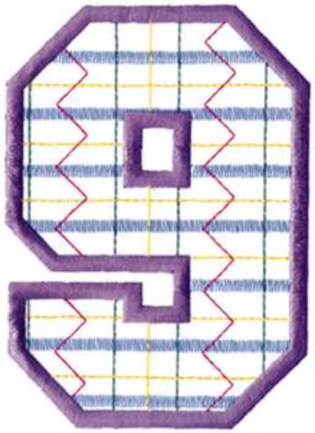 Picture of Plaid Number 9 Machine Embroidery Design