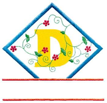 Vine Letter D Machine Embroidery Design