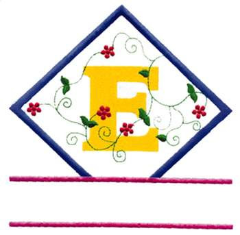 Vine Letter E Machine Embroidery Design