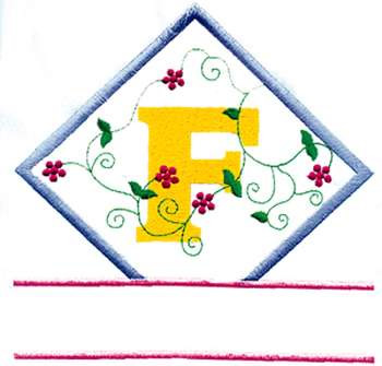 Vine Letter F Machine Embroidery Design