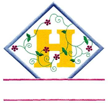 Vine Letter H Machine Embroidery Design