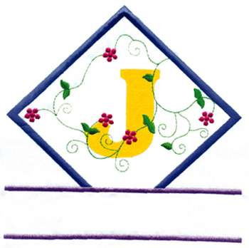 Vine Letter J Machine Embroidery Design