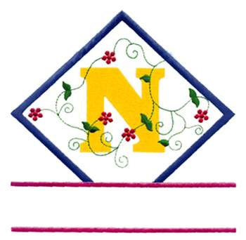 Vine Letter N Machine Embroidery Design