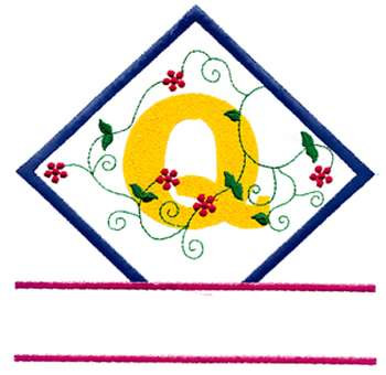 Vine Letter Q Machine Embroidery Design