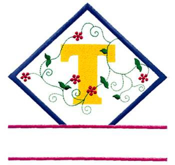 Vine Letter T Machine Embroidery Design