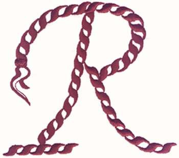 Rope Alphabet R Machine Embroidery Design