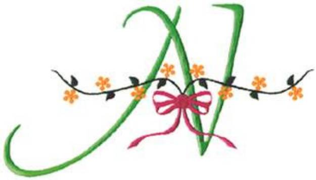 Picture of Ribbon Alphabet N Machine Embroidery Design