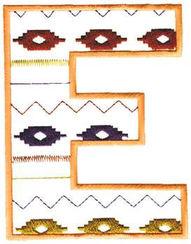 Southwest Letter E Machine Embroidery Design