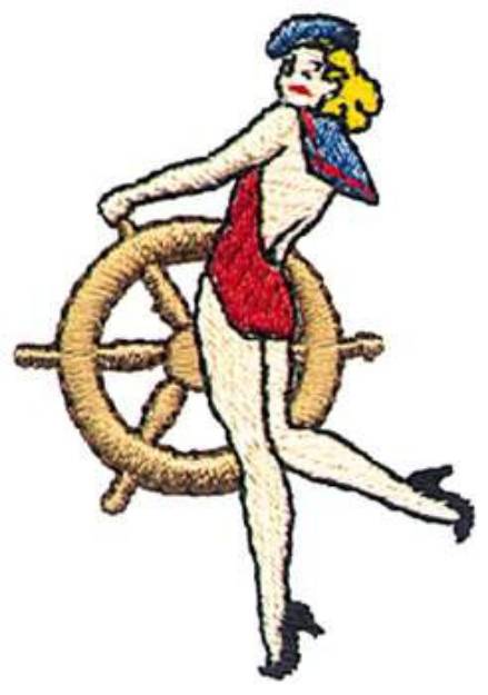 Picture of Woman Sailing Machine Embroidery Design