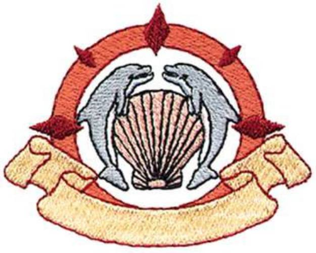 Picture of Dolphin Emblem Machine Embroidery Design