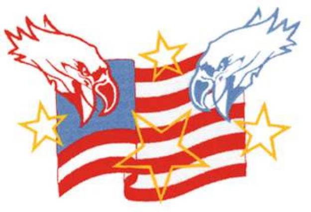 Picture of Eagles And Flag Machine Embroidery Design