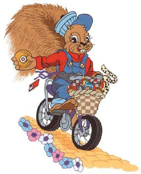 Squirrel On Bike Machine Embroidery Design