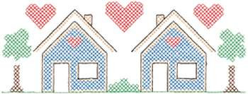 Two Houses Machine Embroidery Design