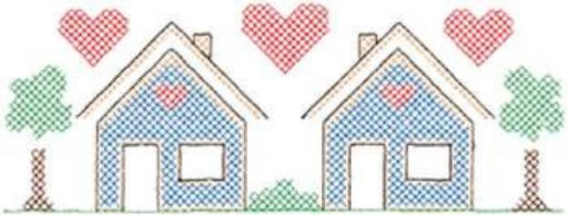 Picture of Two Houses Machine Embroidery Design