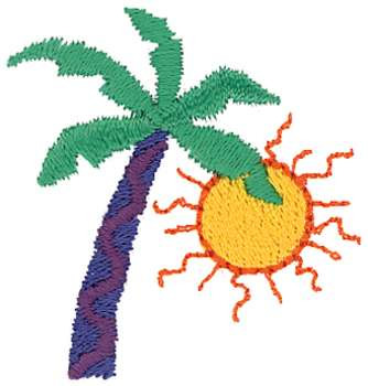 Palm With Sun Machine Embroidery Design