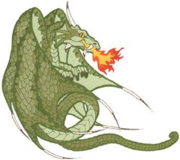 Picture of Green Fire Dragon Machine Embroidery Design