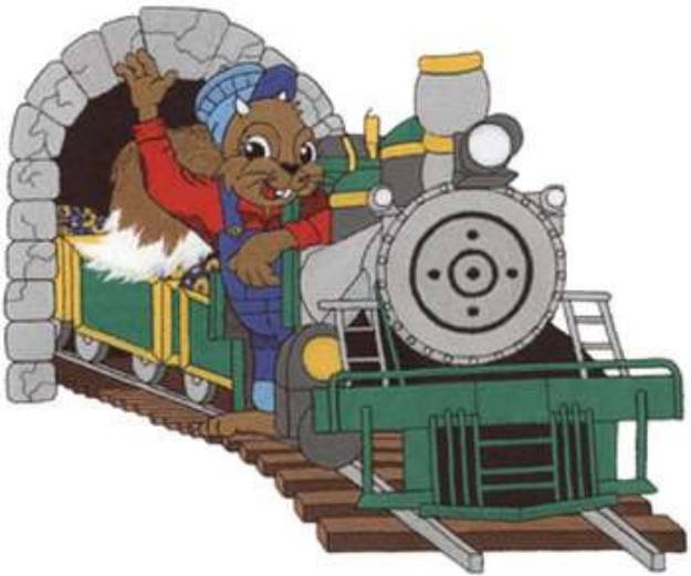 Picture of Squirrel On Train Machine Embroidery Design