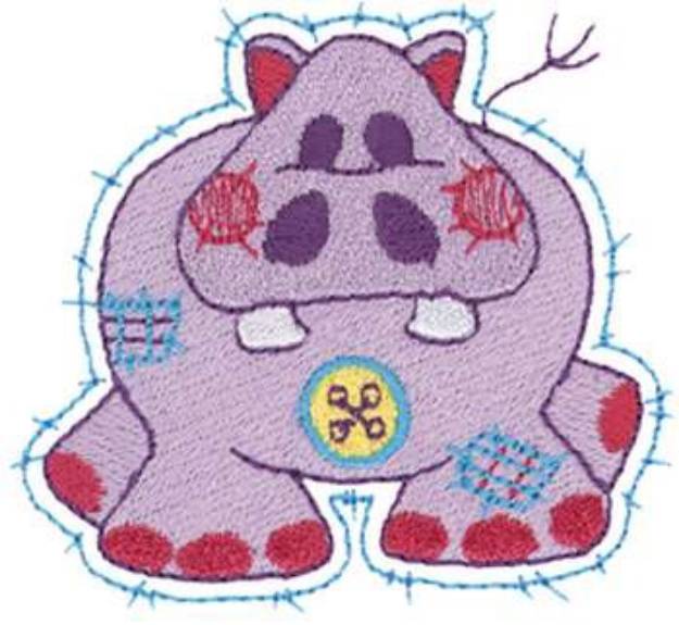 Picture of Patchwork Hippo Machine Embroidery Design