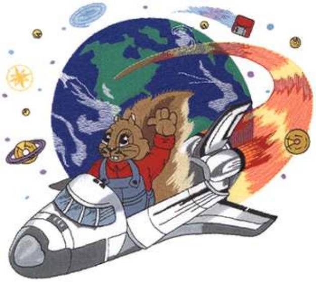 Picture of Squirrel In Space Machine Embroidery Design