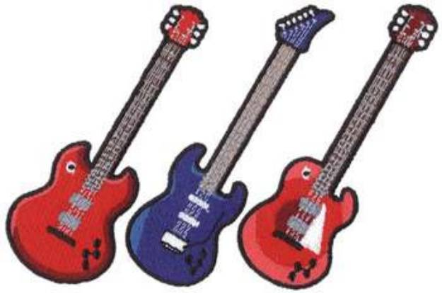 Picture of Three Guitars Machine Embroidery Design