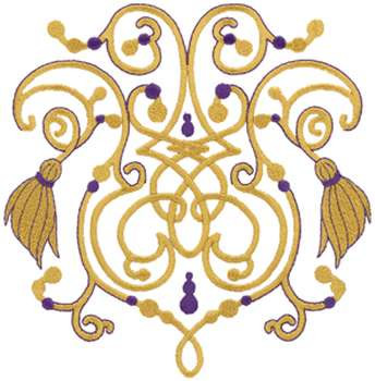 Scroll With Tassels Machine Embroidery Design