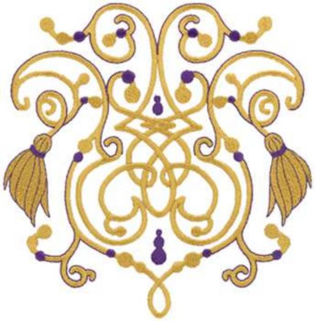 Picture of Scroll With Tassels Machine Embroidery Design