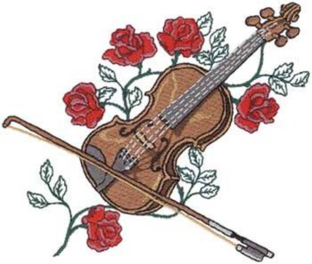 Picture of Violin And Roses Machine Embroidery Design