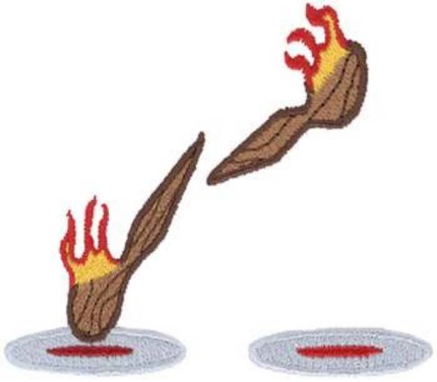 Picture of Flaming Drumsticks Machine Embroidery Design