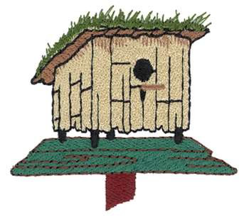 Grass Hut Birdhouse Machine Embroidery Design