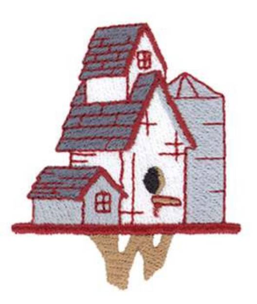 Picture of Farm Birdhouse Machine Embroidery Design