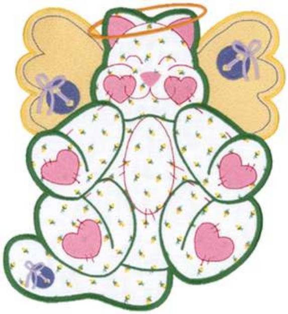 Picture of Kitty Angel Applique Machine Embroidery Design