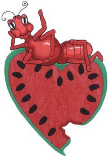 Picture of Ant On Watermelon Machine Embroidery Design
