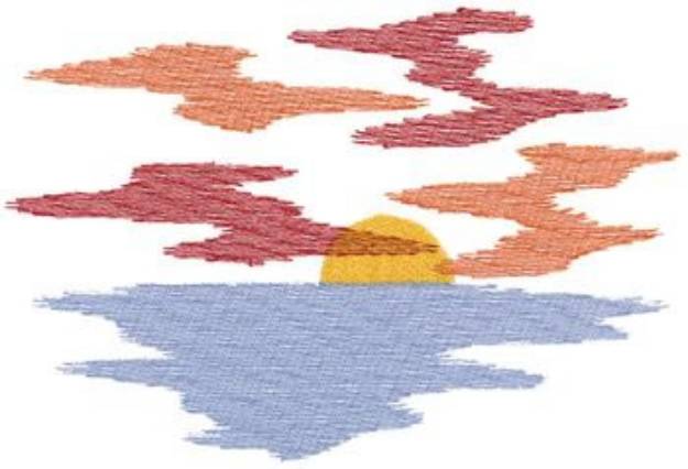 Picture of Sunset On Water Machine Embroidery Design