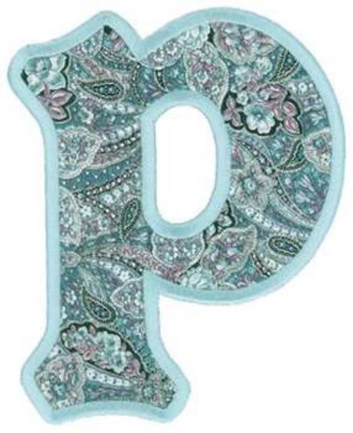 Picture of Applique Letter P Machine Embroidery Design