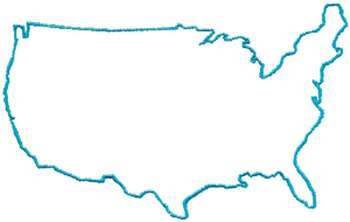Large USA Outline Machine Embroidery Design