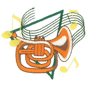 French Horn Machine Embroidery Design