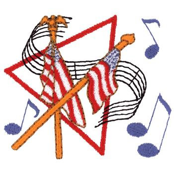 U S Flags Machine Embroidery Design