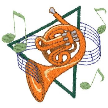 Concert French Horn Machine Embroidery Design