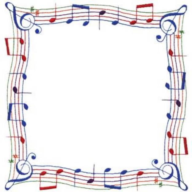 Picture of Music Note Border Machine Embroidery Design