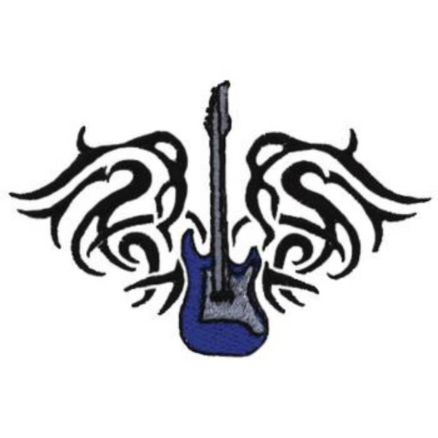 Picture of Tribal Guitar Machine Embroidery Design