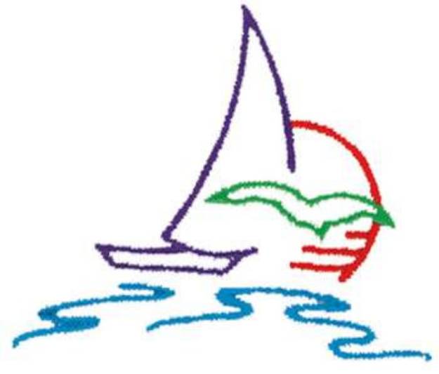 Picture of Sailing Sunset Machine Embroidery Design