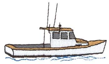 Lobster Boat Machine Embroidery Design