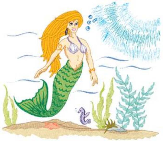 Picture of Mermaid Scene Machine Embroidery Design