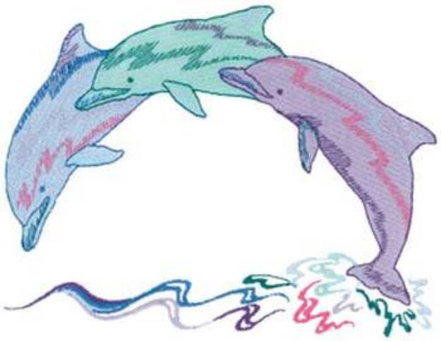 Picture of Jumping Dolphins Machine Embroidery Design