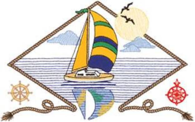 Picture of Framed Sailboat Machine Embroidery Design
