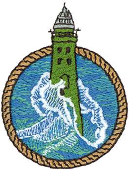 Lighthouse With Waves Machine Embroidery Design