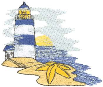 Lighthouse Beach Machine Embroidery Design