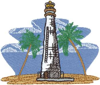 Lighthouse Palms Machine Embroidery Design
