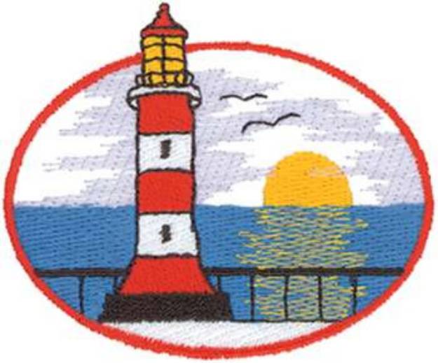 Picture of Lighthouse Sunset Machine Embroidery Design