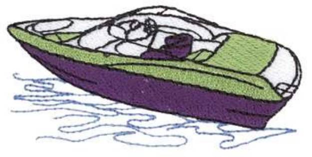 Picture of Power Boat Machine Embroidery Design